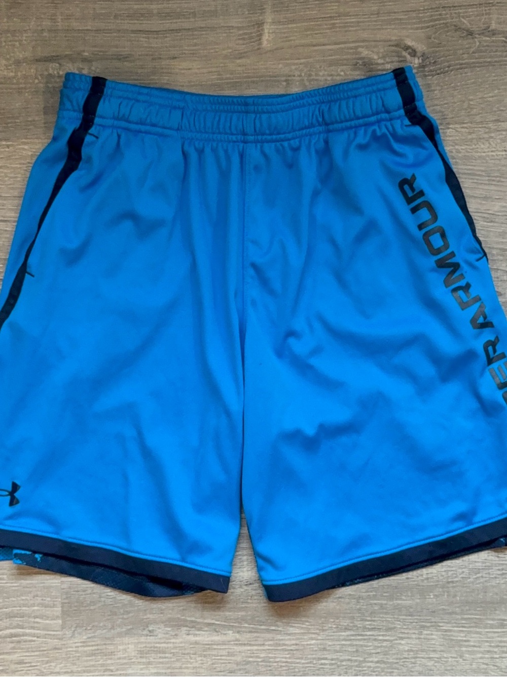 Under Armour Boys YL Royal Blue Athletic Shorts with Black Trim